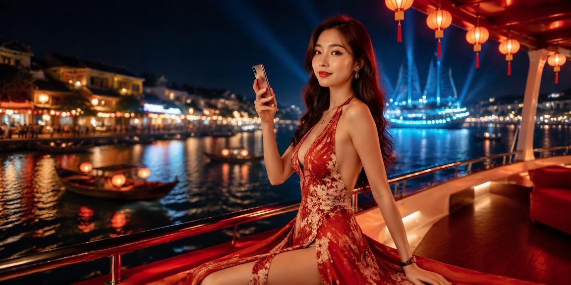 Người chơi sử dụng ứng dụng di động tại Hội An